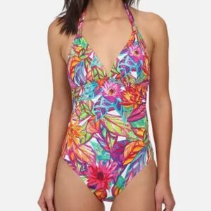 Lauren Ralph Lauren Polynesian Floral One Piece Swimsuit Sz 10